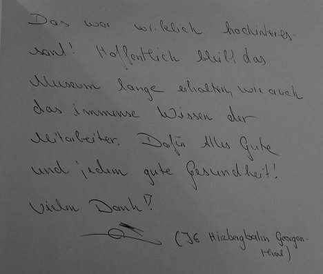 Bild: Eintrag ins G&auml;stebuch