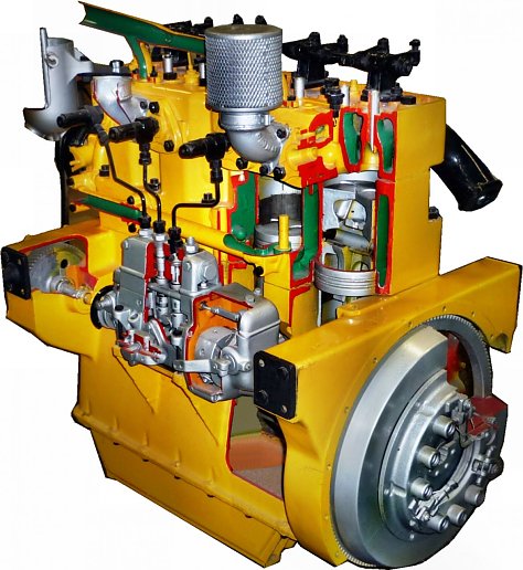 Bild: Bild 15: 90 PS-Dieselmotor EM 4 (Schnittmodell)